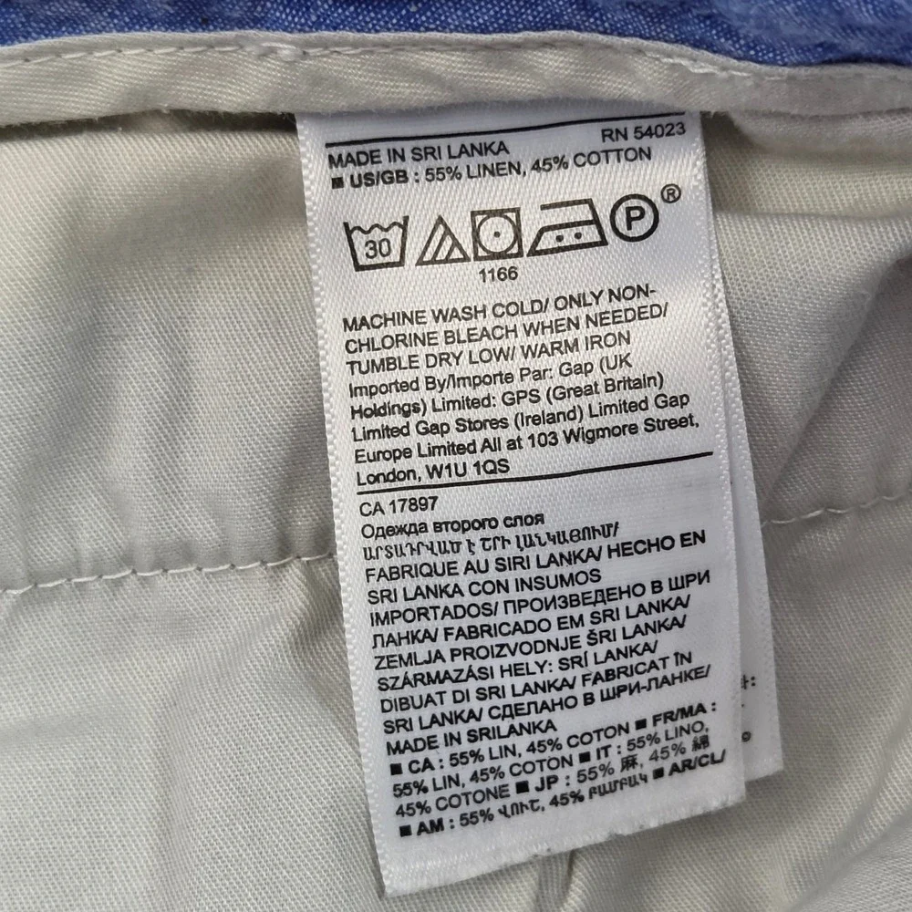 Banana Republic Emerson Shorts Mens 34 Blue Linen Blend Coastal Casual Summer
